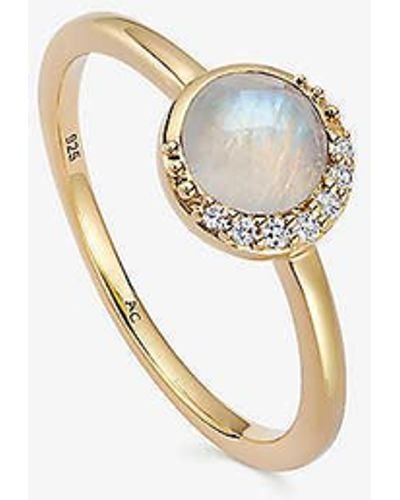 Astley Clarke Luna 18ct Yellow Gold-plated Vermeil Sterling-silver And Moonstone Ring - White