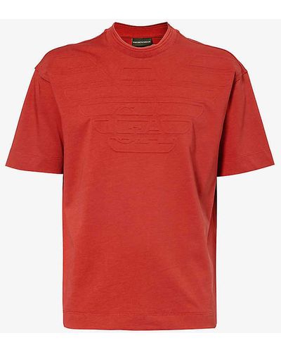 Emporio Armani Logo-embossed Cotton-jersey T-shirt - Red