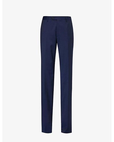 Corneliani Mid-rise Regular-fit Straight-leg Wool Trousers - Blue
