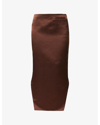 Givenchy High-rise Asymmetric-hem Silk Midi Skirt - Brown