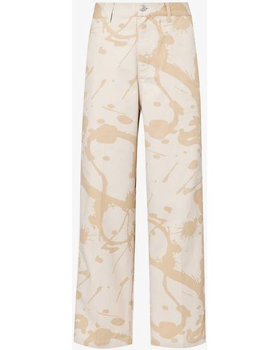 Obey Brighton Wide-leg Relaxed-fit Cotton Trousers - Natural