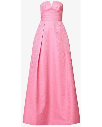 Rebecca Vallance Carmelita Corseted Sweetheart-neck Woven Gown - Pink