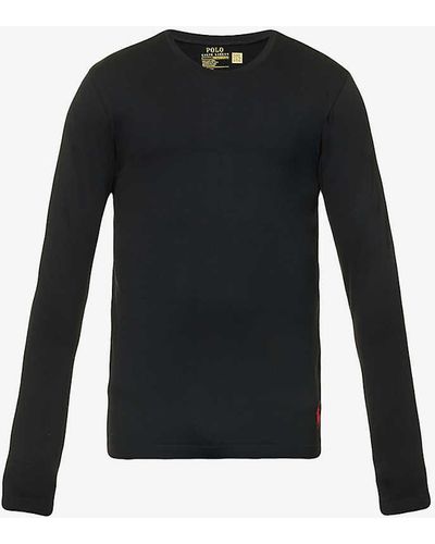 Polo Ralph Lauren Long-sleeved Slim-fit Stretch-jersey T-shirt - Black
