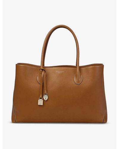 Aspinal of London London Large Leather Tote Bag - Brown