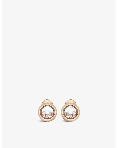 Chopard Happy Diamonds 18ct Rose-gold And 0.30ct Diamond Earrings - Metallic