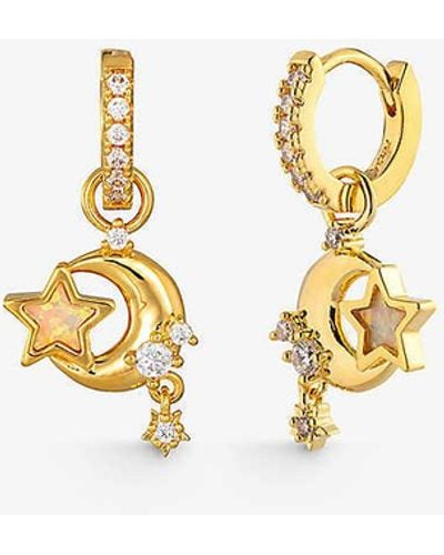 July Child Twinkle Moon 18ct -plated Brass Earrings - Metallic