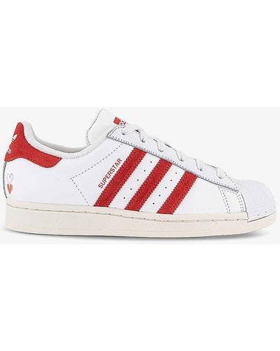 adidas Superstar Logo-embossed Low-top Leather Trainers - Red