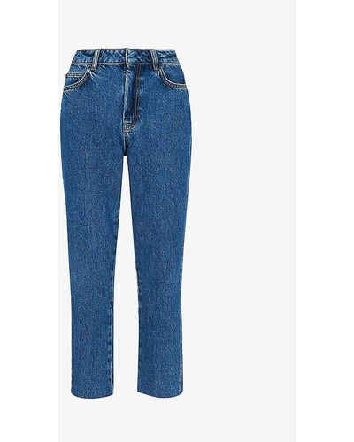 Whistles Authentic Slim-leg High-rise Cropped Organic-denim Jeans - Blue