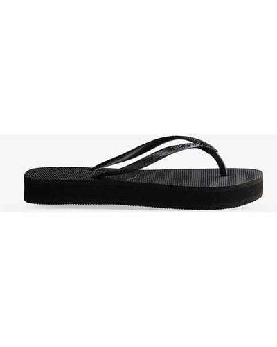 Havaianas Slim Flatform Rubber Flip Flops - Black