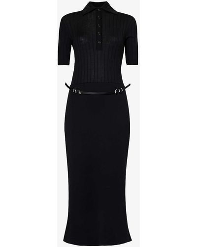 Givenchy Logo-embroidered Wool Knitted Midi Dress - Black