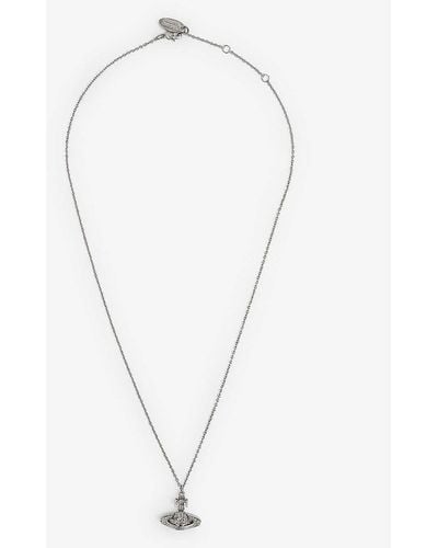 Vivienne Westwood Pina Bas Relief Silver-tone Brass And Cubic Zirconia Pendant Necklace - Metallic