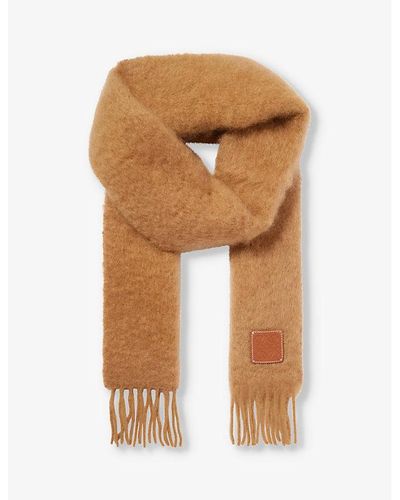 Loewe Anagram-patch Mohair And Wool-blend Scarf - Brown