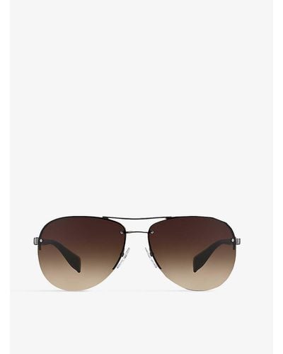 Prada Linea Rossa Ps56ms62 Pilot-frame Sunglasses - Brown