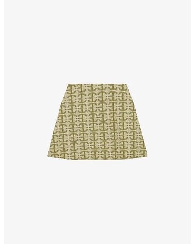 Claudie Pierlot Sumi High-rise Monogram Cotton Mini Skirt - Green
