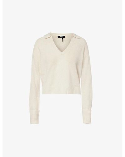 PAIGE Maxie V-neck Recycled-cashmere And Cashmere-blend Jumper - White