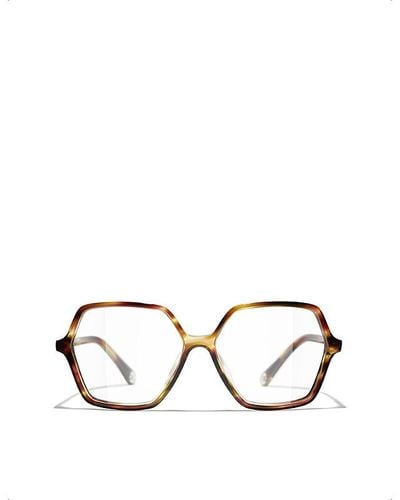 Chanel Ch3447 Square-frame Tortoiseshell Acetate Optical Glasses - Metallic