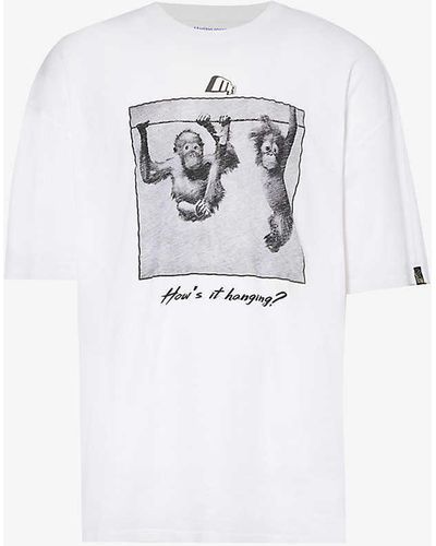 Martine Rose Graphic-print Ribbed-trim Cotton-jersey T-shirt - White