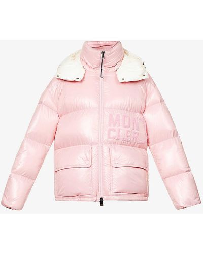 Moncler Abbaye Funnel-neck Quilted Shell-down Coat - Pink