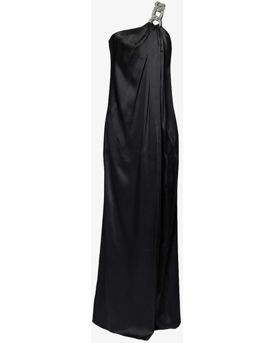 Stella McCartney Falabella Chain-embellished Satin Maxi Dress - Black