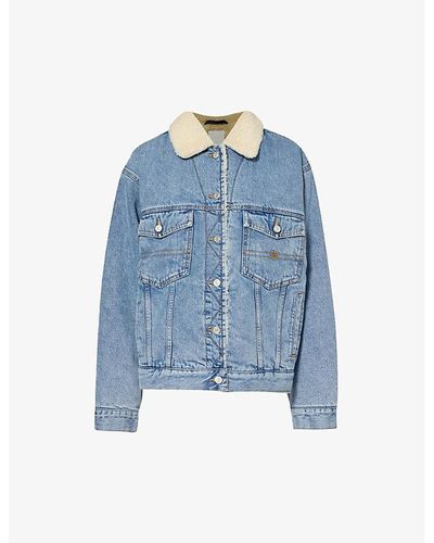 Givenchy Logo-embroidered Contrast-collar Denim Jacket - Blue