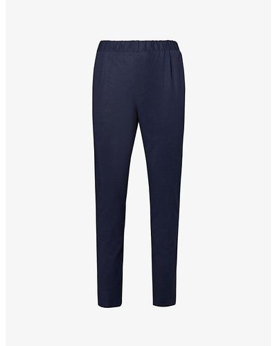 PAIGE Snider Elasticated-waistband Tapered-leg Regular-fit Stretch-woven Pants - Blue