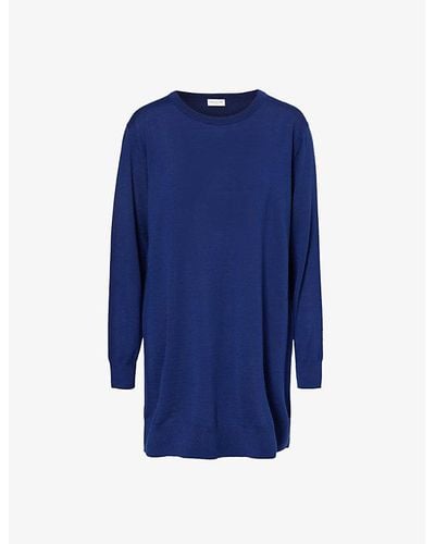 Dries Van Noten Brushed-texture Relaxed-fit Wool Sweater - Blue