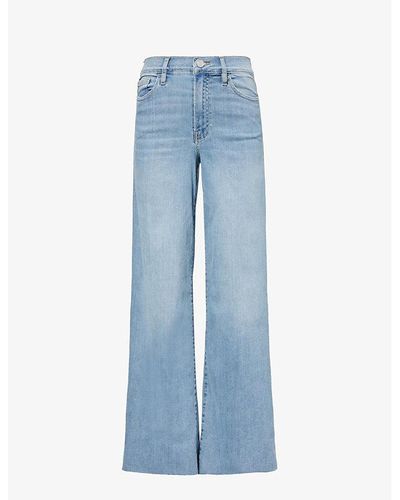 FRAME Le Slim Palazzo Raw After Wide Flared-leg High-rise Stretch-denim Jeans - Blue