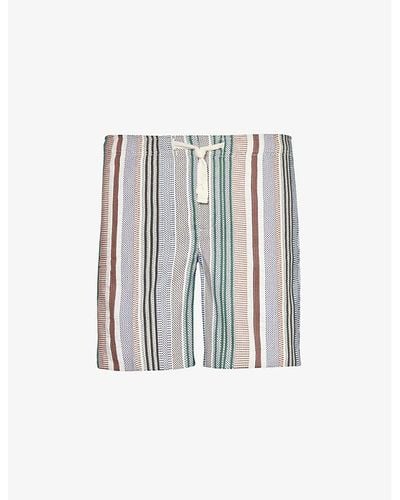 Orlebar Brown Alex Stripe-pattern Elasticated-waist Cotton Shorts - White