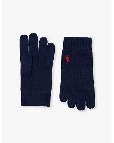 Suede-palm wool gloves, Polo Ralph Lauren, Winter & Driving Gloves for Men