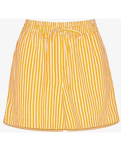 Whistles Sunshine Stripe Linen And Cotton-blend Shorts - Yellow