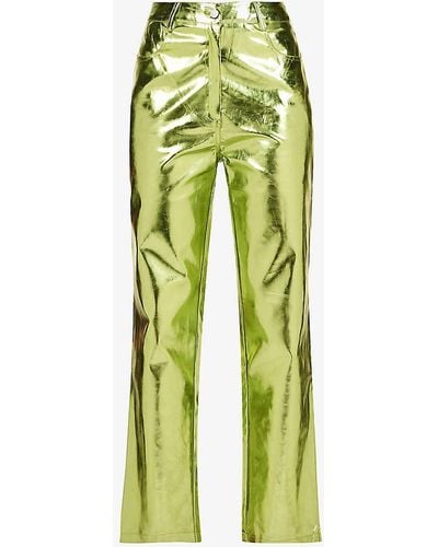 Amy Lynn Lupe Straight-leg High-rise Faux-leather Trousers - Green