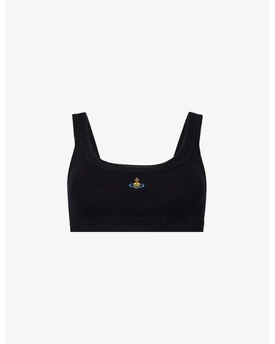 Vivienne Westwood Bea Logo-embroidered Cotton Knitted Bra - Black
