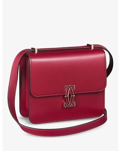 Cartier C De Mini Leather Cross-body Bag - Red