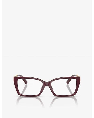 Tiffany & Co. Tf2239u Rectangular-frame Acetate And Metal Glasses - Red