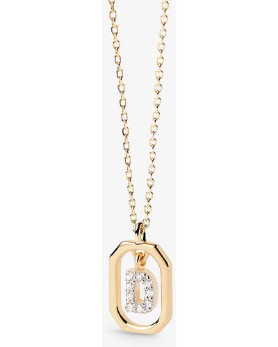 Pdpaola Letter D Mini 18ct Yellow- Plated Sterling-silver And Zirconia Pendant Necklace - Metallic