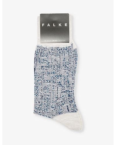 FALKE Artisanship Graphic-pattern Cotton-blend Socks - Blue