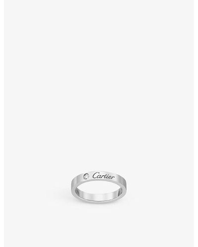 Cartier C De Platinum And 0.03ct Diamond Wedding Ring - White
