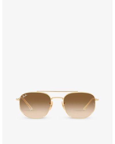 Ray-Ban Rb3707 Faceted-shape Metal Sunglasses - Metallic