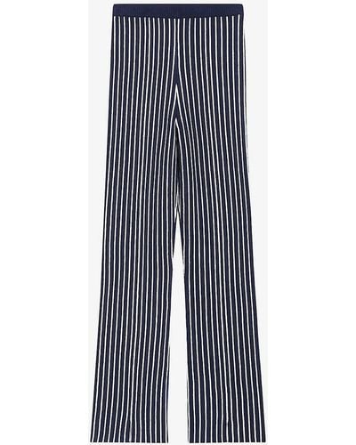 Claudie Pierlot Miniscule High-rise Wide-leg Stretch-knit Trousers - Blue
