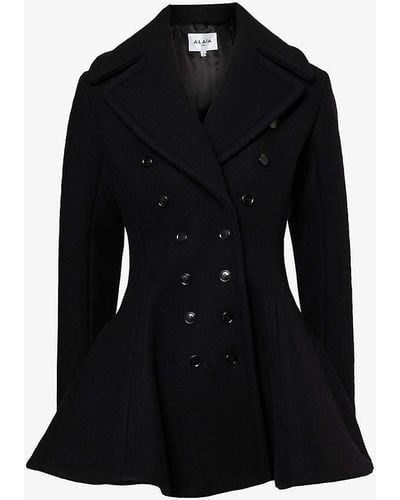Alaïa Princess Double-breasted Wool-blend Coat - Black
