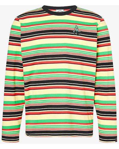 ICECREAM Striped Brand-embroidered Long-sleeved Cotton-jersey T-shirt X - Green