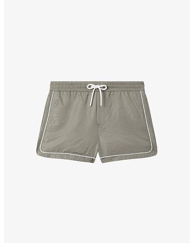 Reiss Azure Contrast-trim Recycled-nylon Swim Shorts - Grey
