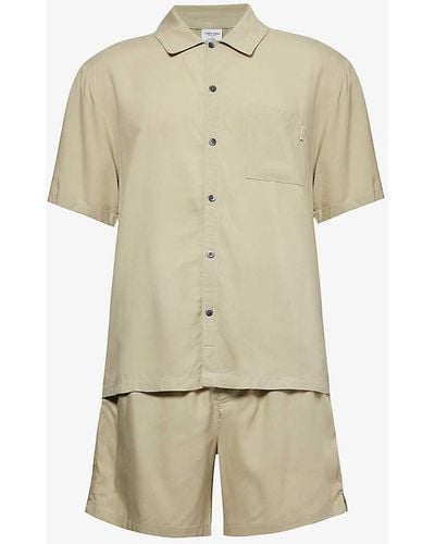 Calvin Klein Short-sleeved Regular-fit Woven Pyjamas X - Natural