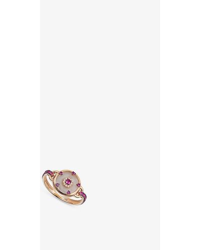 Nadine Aysoy Celeste 18ct Rose-gold, 0.07ct Diamonds, 0.77ct Pink Sapphire And 9.75ct Jade Ring - White
