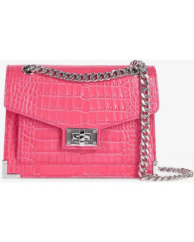 The Kooples Emily Small Crocodile-embossed Leather Cross-body Bag - Pink