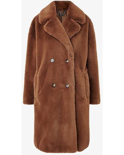 Whistles Teddy Relaxed-fit Faux-fur Coat - Brown