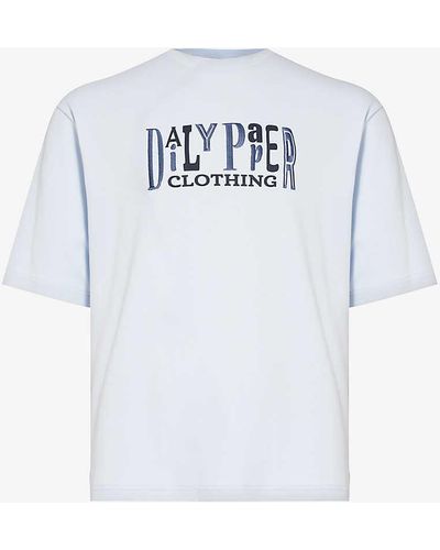 Daily Paper United Branded-print Stretch-cotton T-shirt - Blue
