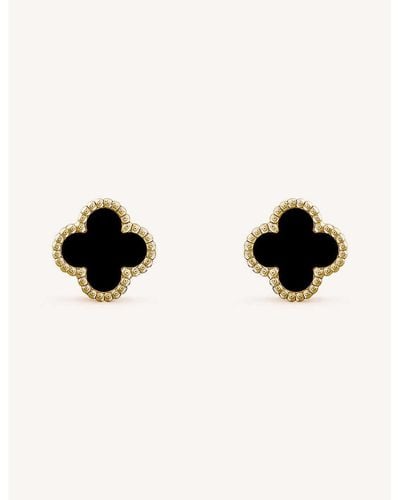 Van Cleef & Arpels Sweet Alhambra Yellow-gold And Onyx Earrings - Black