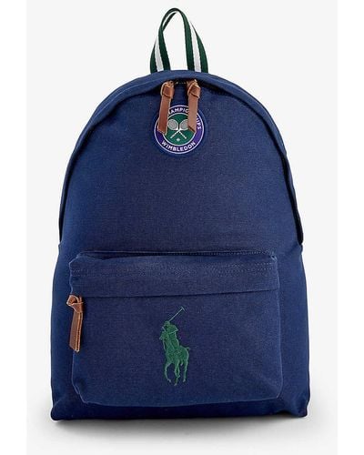 Polo Ralph Lauren X Wimbledon Logo-embroidered Cotton-canvas Backpack - Blue