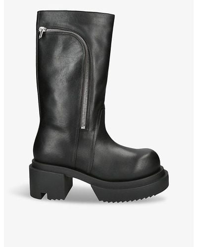 Rick Owens Bogun Bauhaus Leather Boots - Black